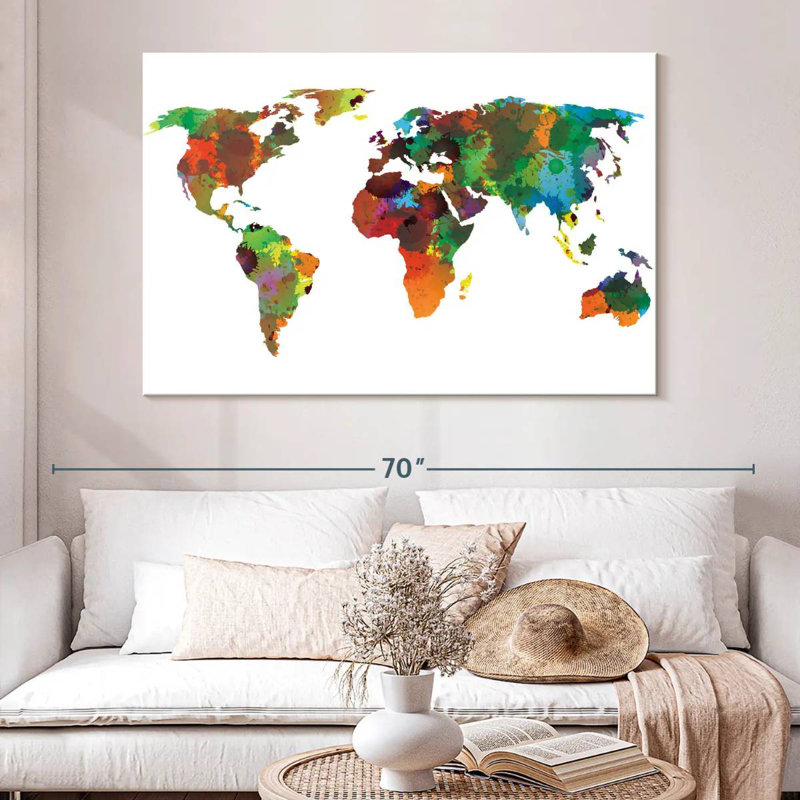 Carte du monde Aliaz Motley, H 34 po x l 51 po