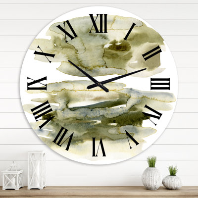 Dark Green Abstract Clouds II - Modern wall clock