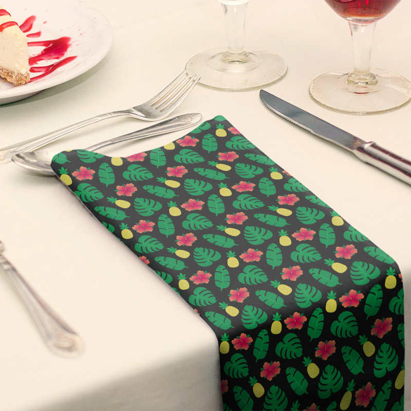 Serviette de coton à motif tropical, Noir, H 0,1 po x l 22 po x P 22 po, Sergé de polyester