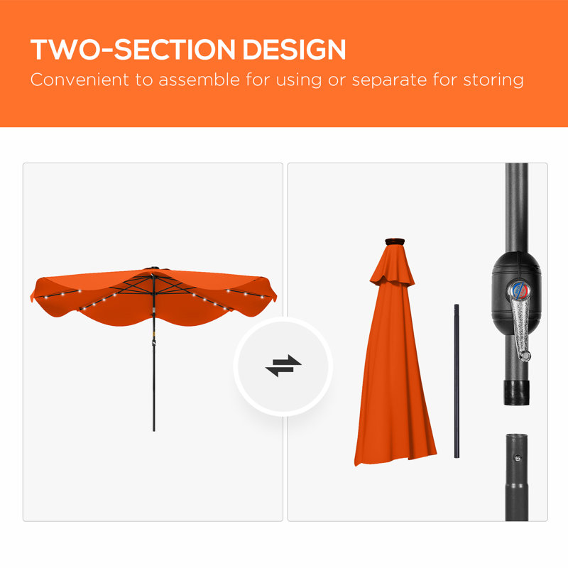 292cm Lighted Tilt Beach Parasol