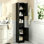 Armoire de rangement pour salle de bain de 71 pouces de hauteur, armoire étroite en métal à 5 niveaux avec 2 portes et tablettes réglables, armoire autoportante pour économiser de l'espace dans la cuisine, la salle de lavage, le garde-manger, noir