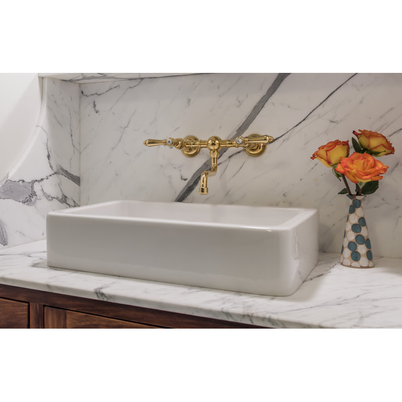 Acqui® Wall Mount Bridge Lavatory Faucet, Cross Handle, Polished Nickel