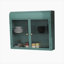Armoire de rangement murale en métal à 2 portes avec portes et tablettes en verre trempé vert armée pour salle de bain, cuisine, salon et bureau