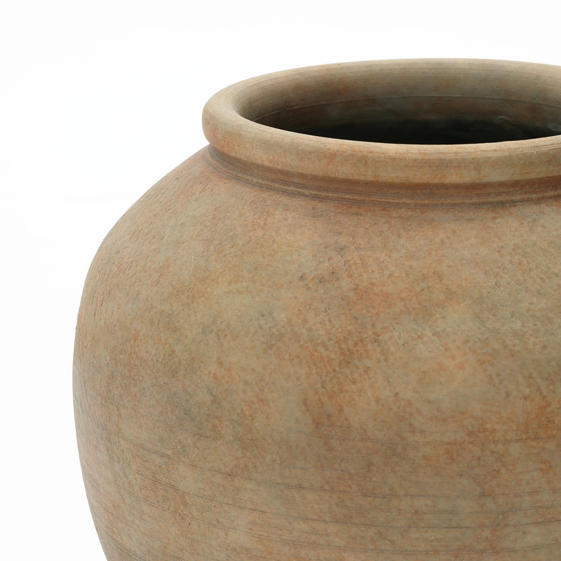 Vase rond en terre cuite 10 "avec des tons de terre naturels