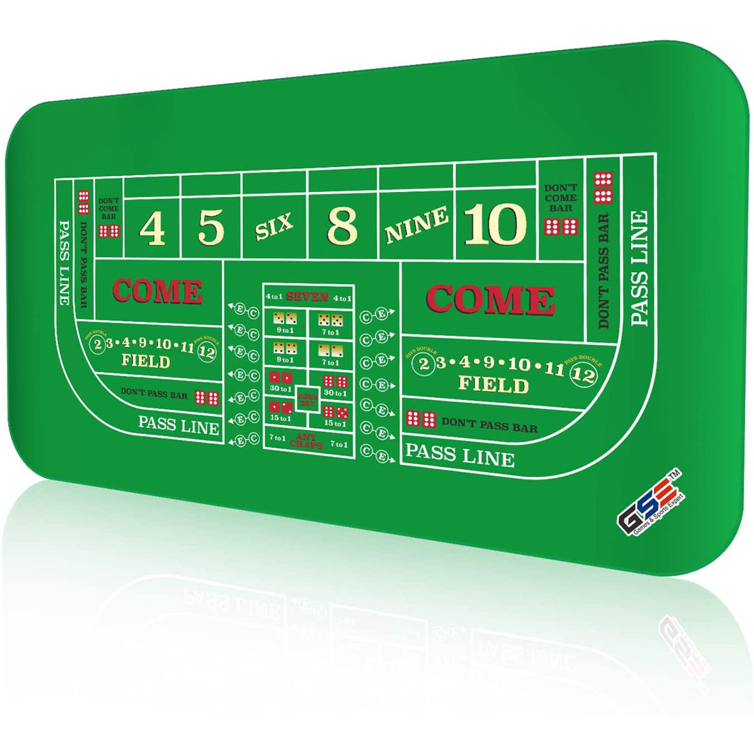 GSE 70"x35" Casino Craps Layout Mat with Carrying Bag. Professional Craps Dice Tabletop Mat for Casino Game Night GSE Games & Sports Expert