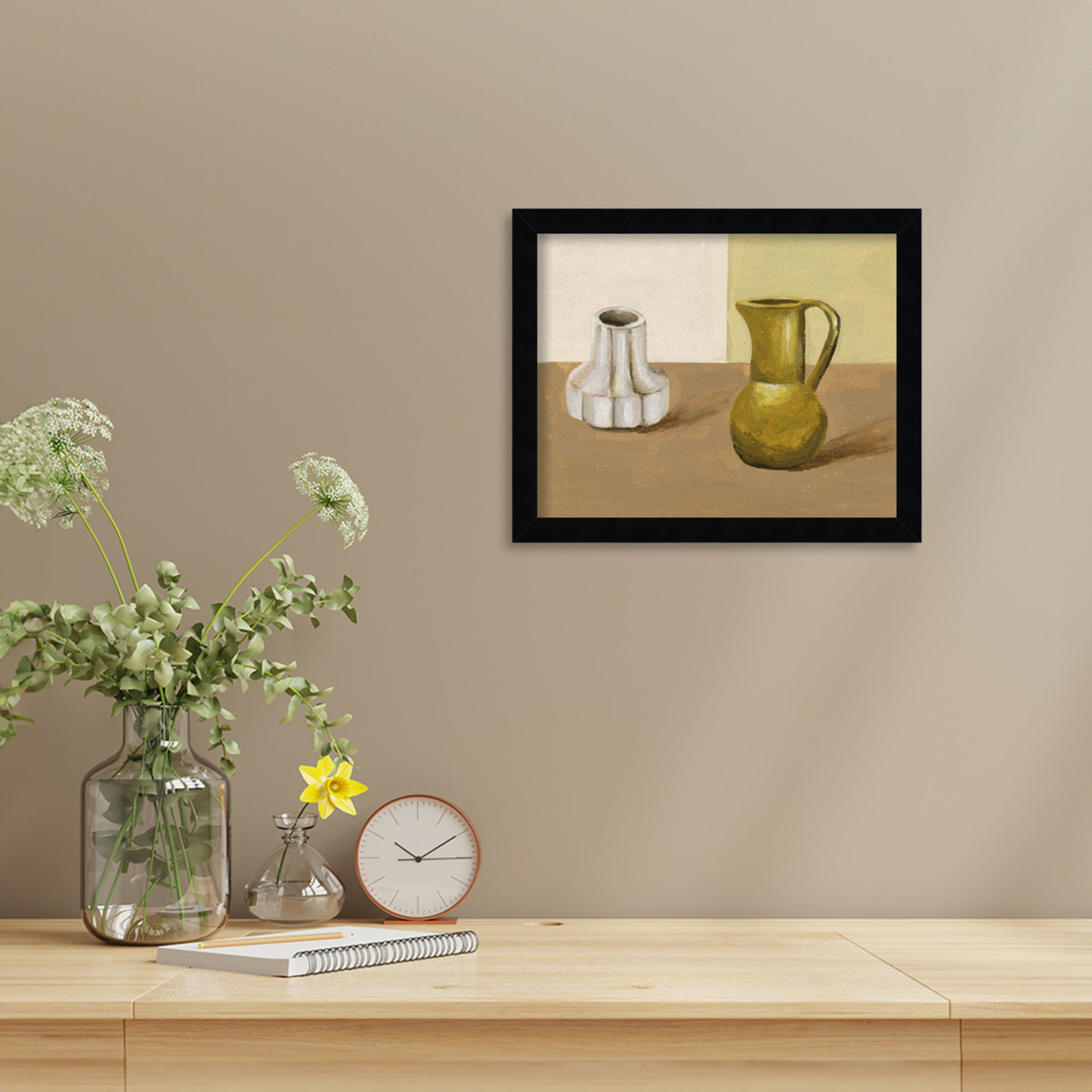 Vases I Print by Melissa Wang, 11" H x 13" W, Black