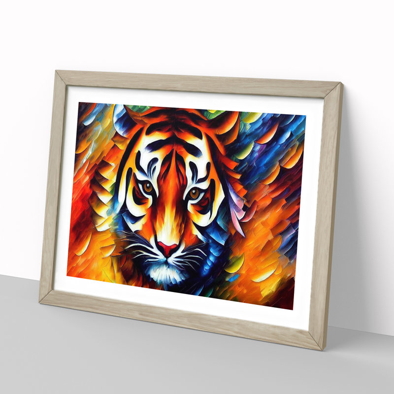 Tiger Vol.1 Abstract - Single Picture Frame Painting, 25cm H x 34cm W x 2cm D, Oak Framed