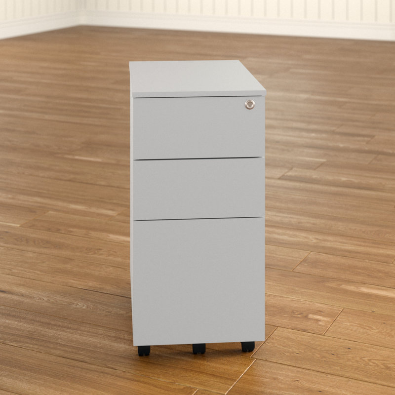 30cm Wide 3 -Drawer Mobile Steel File Cabinet, Silver