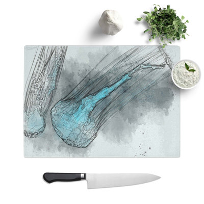 Tempered Glass Neon Jellyfish Chopping Board