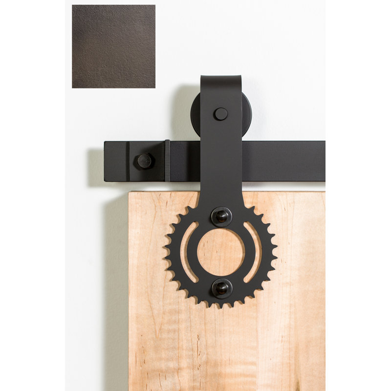 Ensemble de quincaillerie pour porte de grange simple standard Sprocket Premium, 60 po, Bronze peint
