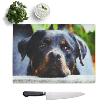 Rottweiler Cutting Board for Kitchen, Tempered Glass Scratch and Stain