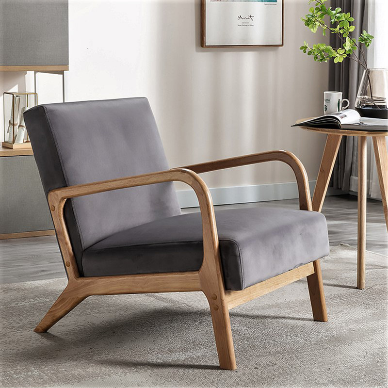 Chaise rembourrée en microfibre de style rétro, Velours gris velours