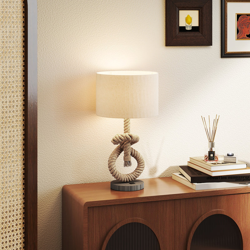 HOMCOM LED Nautical Table Lamp with USB Charging Port for Bedroom Living Room