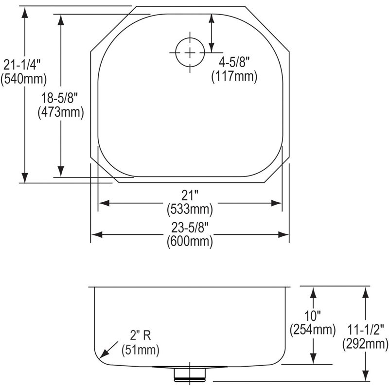 Lustertone 23.625" L x 21.25" W Undermount Kitchen Sink with Perfect Drain
