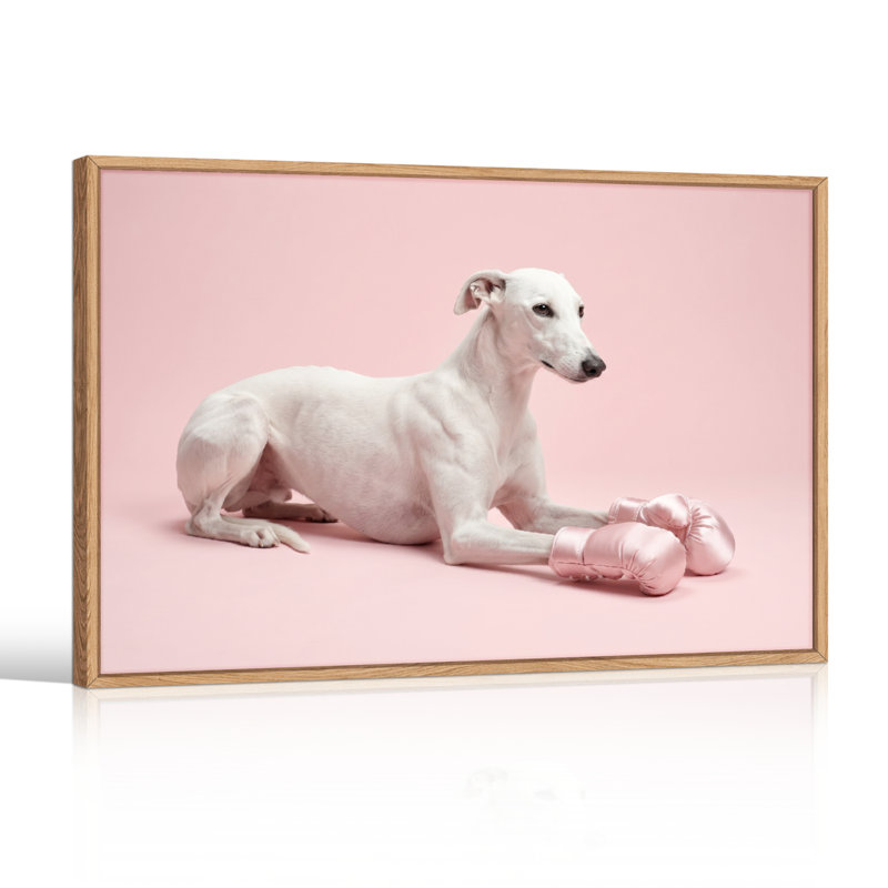 Ensemble de 1 tableau sur toile représentant un chien boxeur, 24"H x36"W, Natural