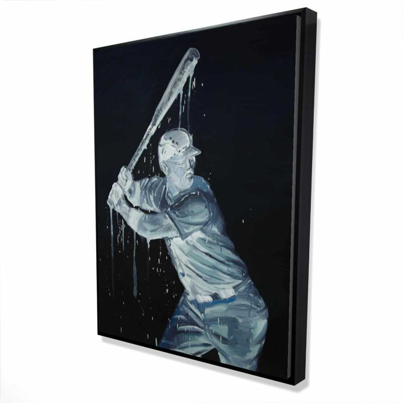 Sur toile de joueur de baseball | Encadrement bleu de sport