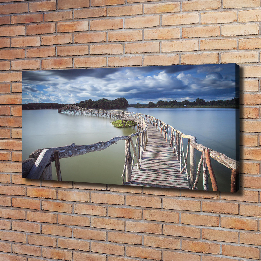 Leinwanddruck - Wandkunst - Drucke auf Leinwand - 120X60 Bildmotiv: Hölzerne Brücke