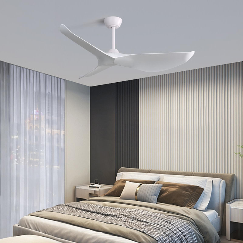 52 Inch Indoor Ceiling Fan Without Light, 6 Speeds Reversible DC Motor, 3 ABS Blade Ceiling Fan White For Bedroom
