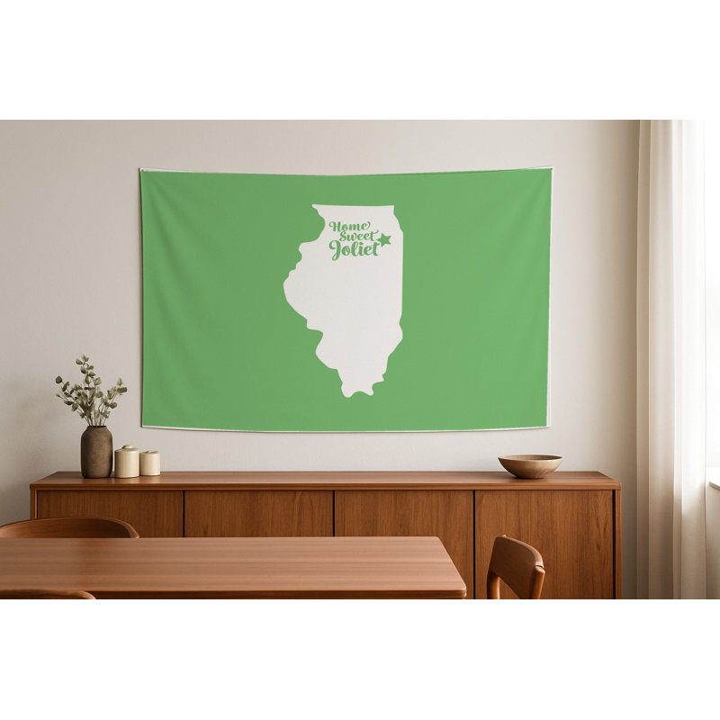 Joliet, ma douce demeure — Silhouette de l'État de l'Illinois — Tapisserie murale tissée représentant un paysage