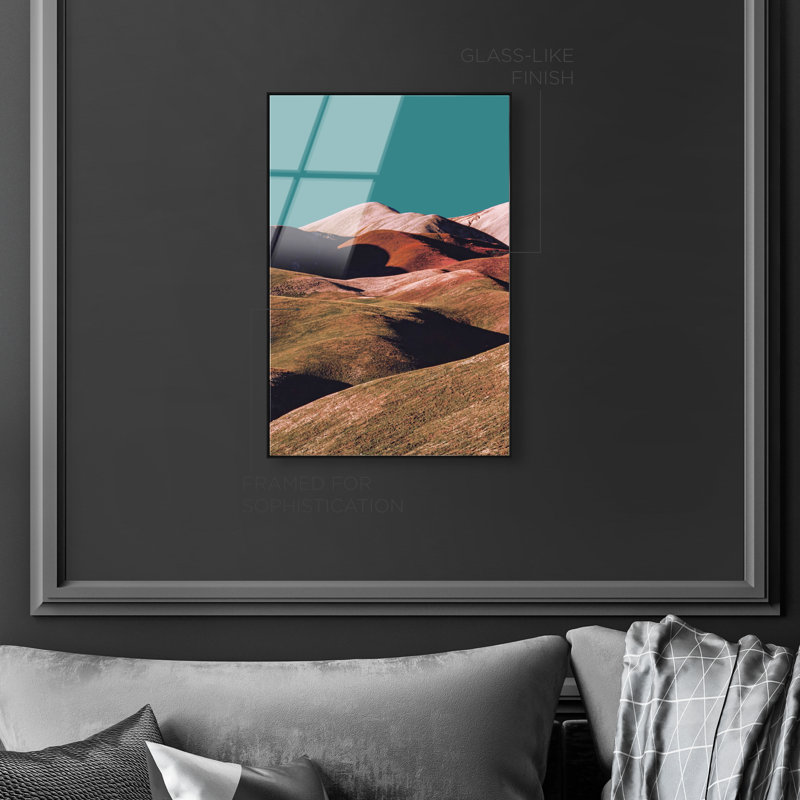 Mountains Over Turquoise Sky Print by Oliver Gal, 25"H x 37"W, Black Floater Frame