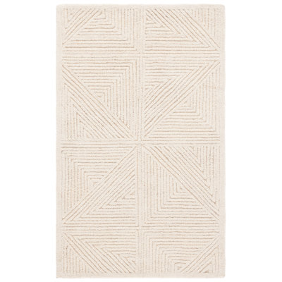 Lisabet Textural Hand Tufted Wool/Cotton Geometric Rug in Ivory