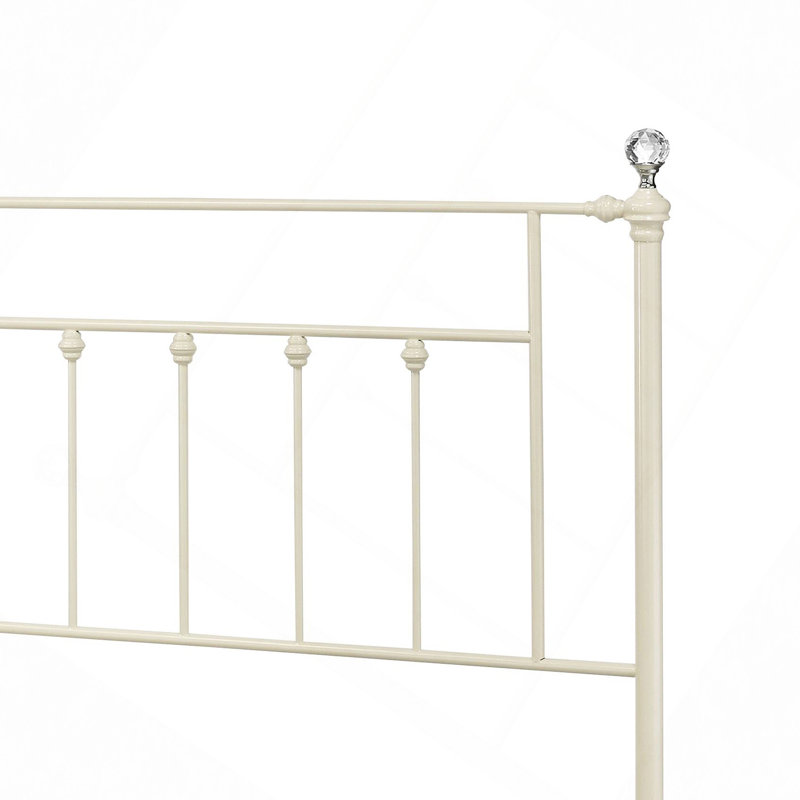 Lit blanc avec structure élégante - métal, détails de broche, tête de lit double en métal de 56 po de profondeur et supporte jusqu'à 330 lb