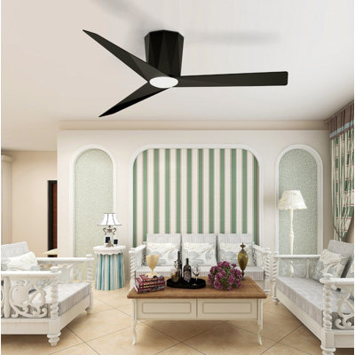 52 Inch Low Profile Flush Mount Ceiling Fan with Dimmable 3CCT LED Light, Quiet Reversible DC Motor & Remote Control, Modern ABS Blades Indoor Ceiling Fan, Model 3X-Z3