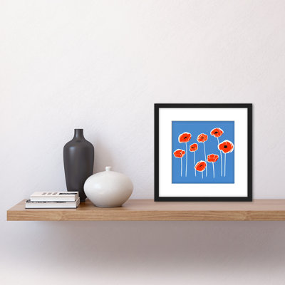 Abstract Simple Red Poppy Flowers - Single Picture Frame Painting