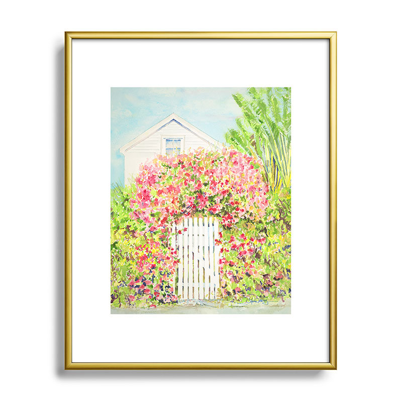 Reproduction d'art encadrée en métal Laura Trevey Palm Beach Living, H 10 po x l 8 po, Or
