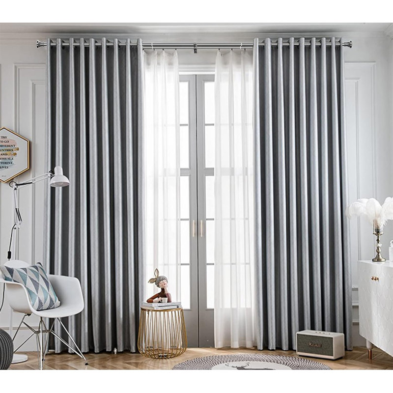 Sand Nickel Adjustable Double Curtain Rod with Trumpet Finials