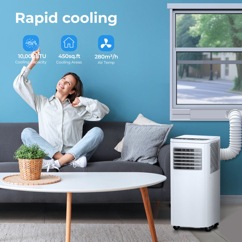 Climatiseur portatif 3 en 1 avec écran DEL, minuterie 24H, télécommande, 10 000 BTU