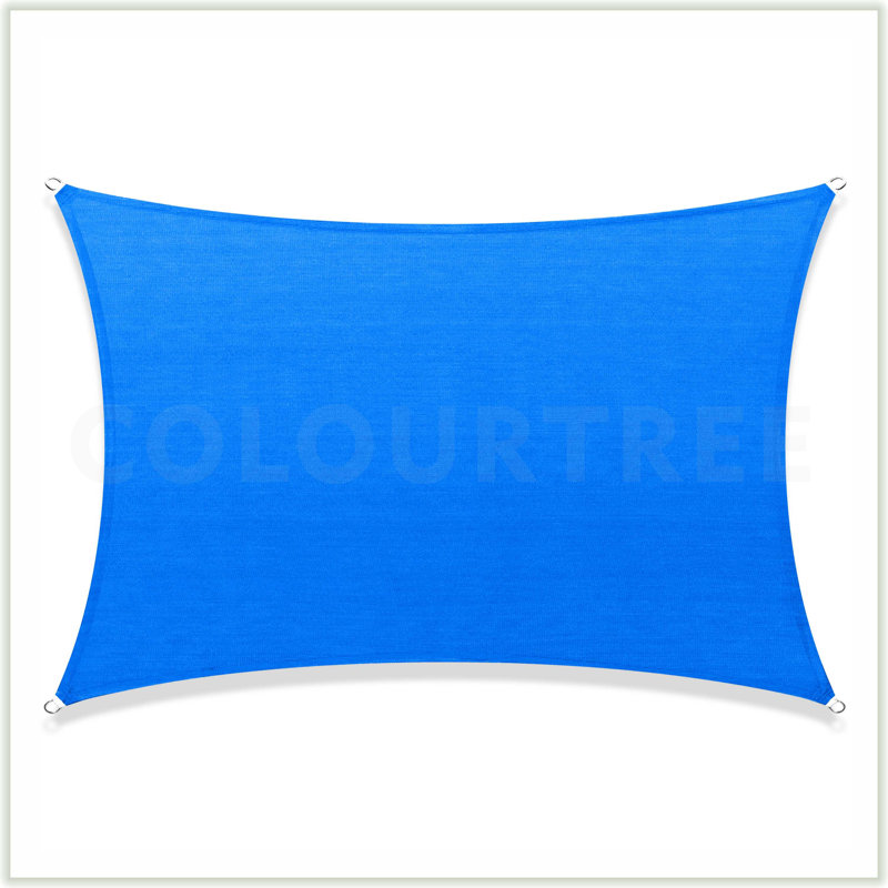Colourtree Sun Shade Sail Rectangle Canopy Fabric Cloth Screen, Water Permeable & UV Block UPF50, Blue, 8 ft. x 14 ft.