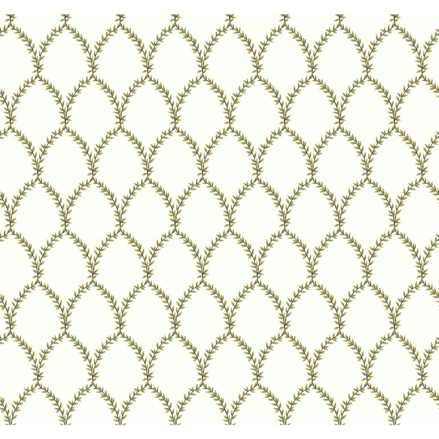 Laurel Wallpaper Roll, Gold/White