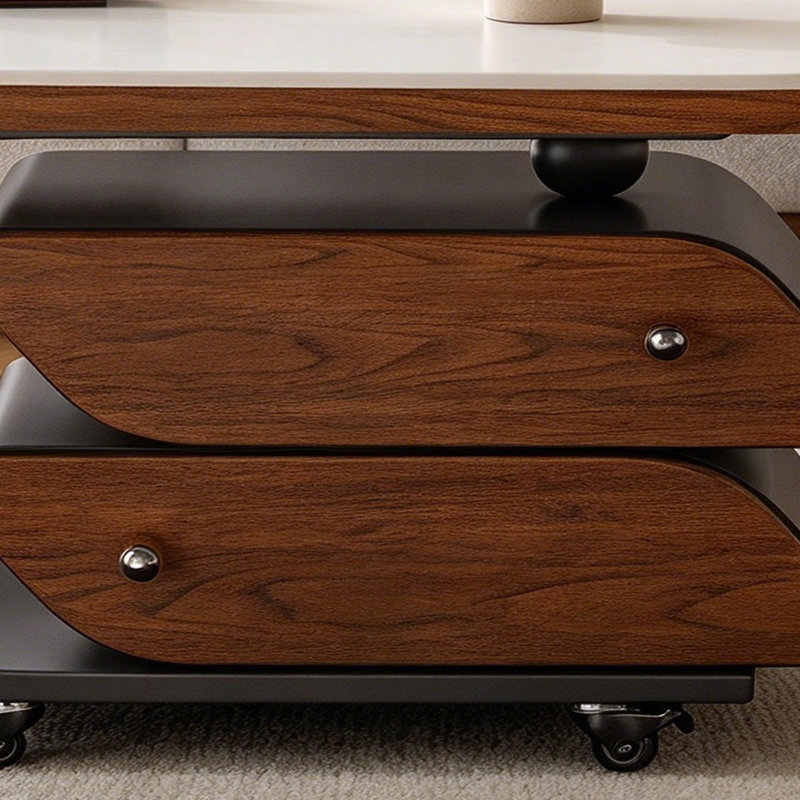 Table basse mobile avec rangement en ardoise, 19.68" H x 39.37" W x 19.68" D, White / Black, Flat