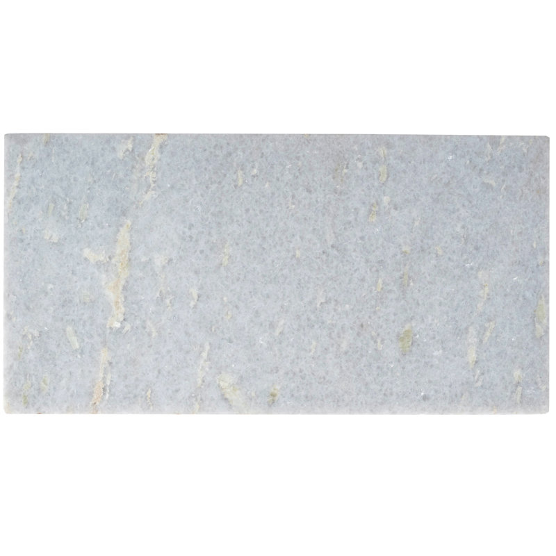Edie Marble & Leather Magazine Side Table, White/Gray