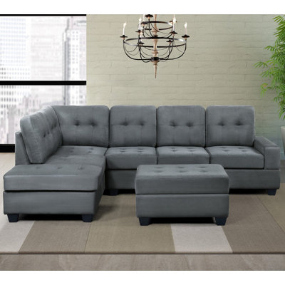 Recio 104" Wide Reversible Corner Sectional with Ottoman