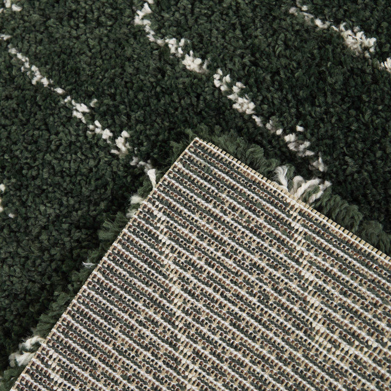 Karr Green Chevron Shag Area Rug, Rectangle 7'10" x 10'