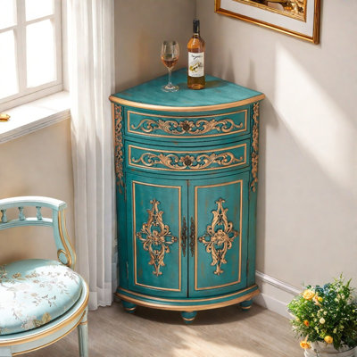 Vintage Paint Distressing Carving Accent Cabinet by NICECABINET