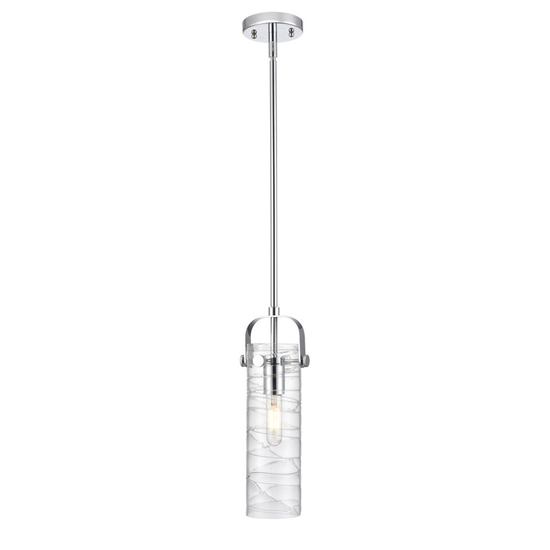 Luminaire suspendu à tige 1 lumière Shongopovi 12 po, H 14,5 po x l 5 po x P 5 po, Transparent, Chrome poli