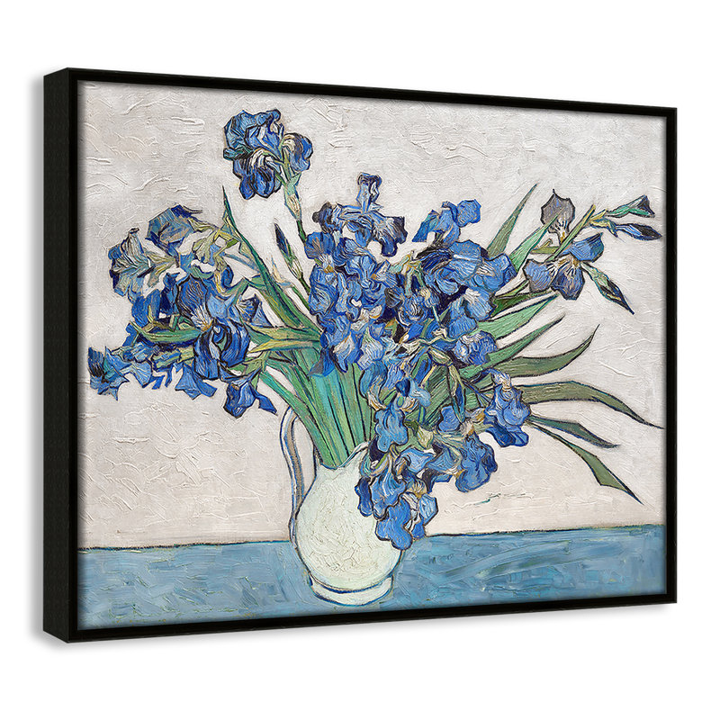 Blue Irises Print by Vincent Van Gogh, Espresso Floater Framed, No Mat, 15.5" H x 12.5" W
