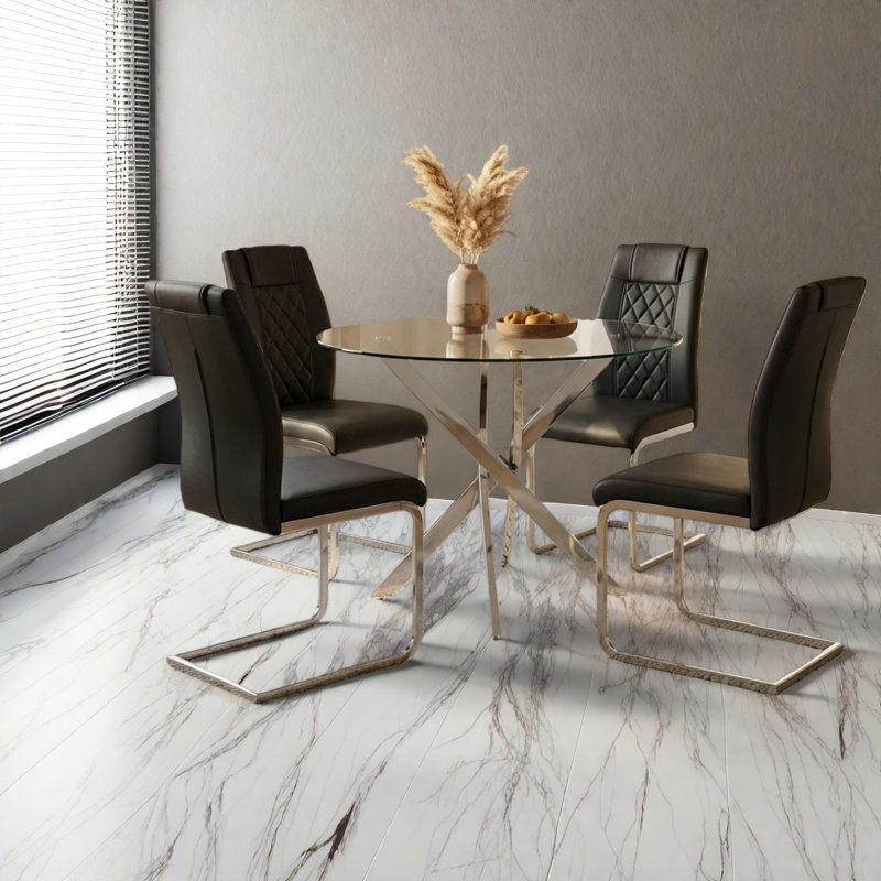 Ensembles de table de salle à manger modernes en verre et en métal, peu encombrants pour la cuisine domestique