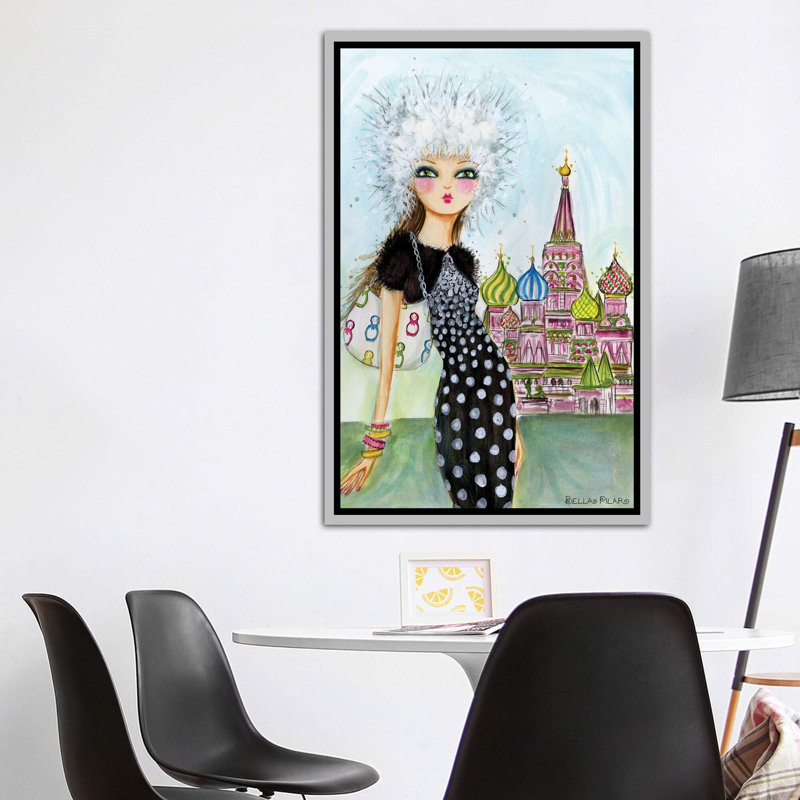 Art de Moscou, H 60 po x l 40po x P 1,5 po, Toile avec cadre argenté