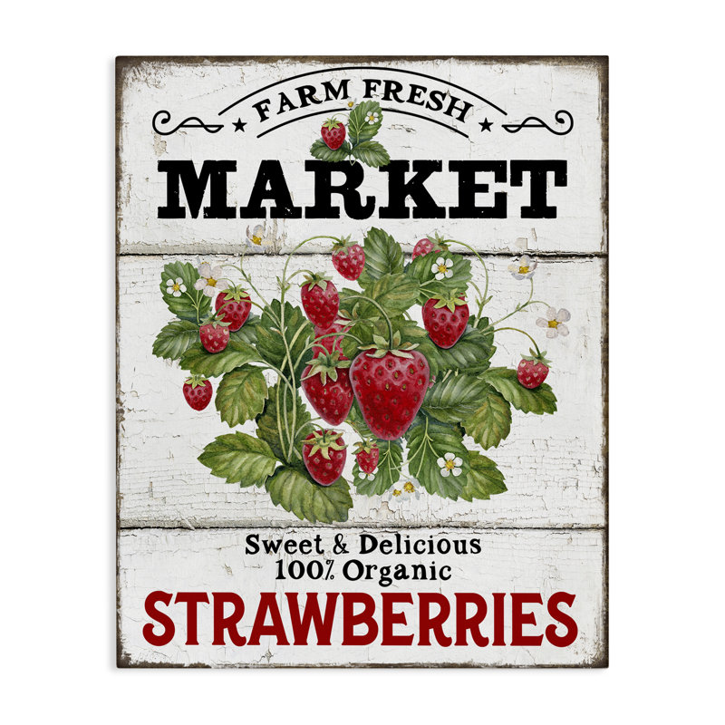 Art mural sur toile Farm Fresh Strawberries par Creatif Belle bp-563_CN, H 20 po x l 16 po