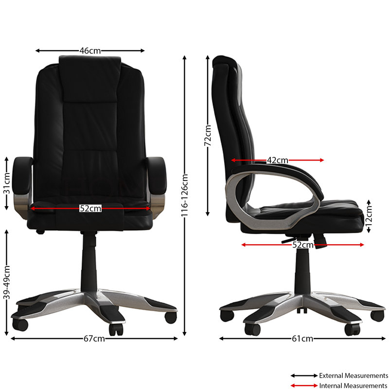 Muskoka Swivel Desk Chair Faux Leather With Adjustable Height, UKFR Certified, Black