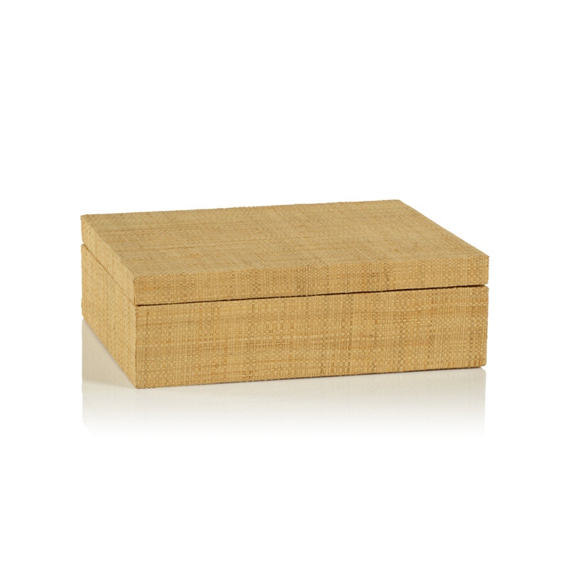 Natural Grasscloth Decorative Box, 4" H x 11" W x 9" D