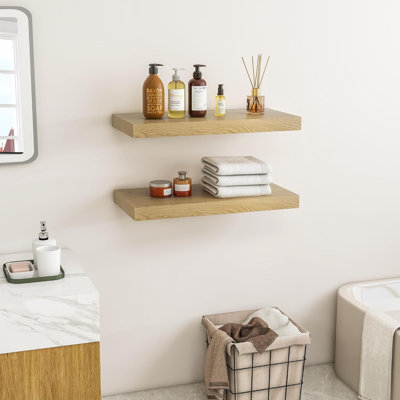 Tablettes flottantes pour mur - ensemble de 2 tablettes murales en bois rustique avec supports invisibles pour la décoration intérieure et le rangement