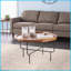 Table basse ronde de style campagne moderne avec bords en forme de plateau et amp; Base en fer Airy pour le salon