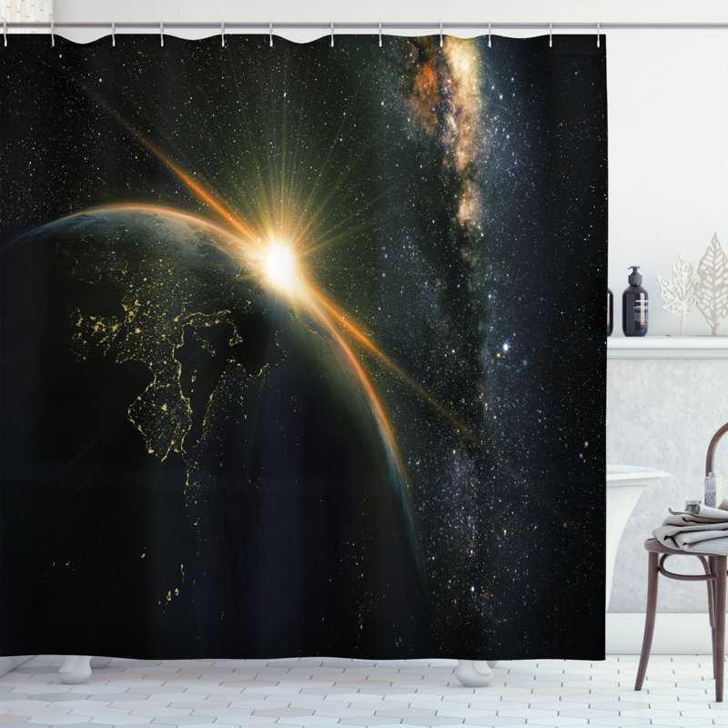 Sun Rising above Earth Single Shower Curtain, 70" H x 69" W