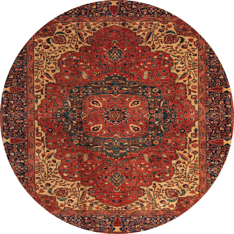Tapis abstrait à motif abstrait moderne, Rond 5 pi