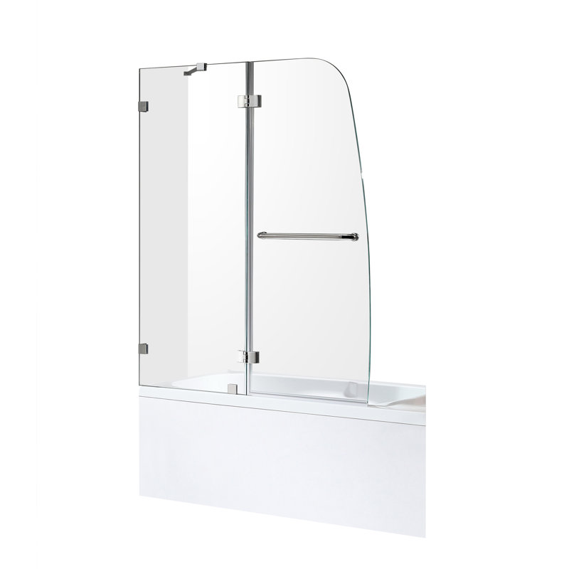 Herald Series 48'' - W x 58'' H Pivot Door Frameless Tub Door with Yes, Polished Chrome